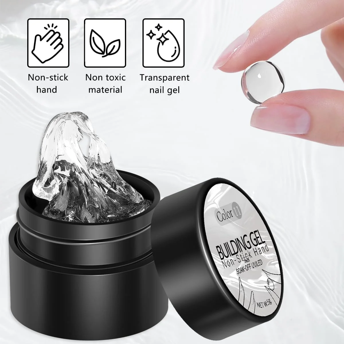 کیت ژل ساخت جامد، 2 عدد ژل شفاف برای مجسمه سازی سه بعدی، ژل غیر چسبنده برای حکاکی دستی با قلم سیلیکونی، ژل سخت شفاف برای ناخن، ژل قالب