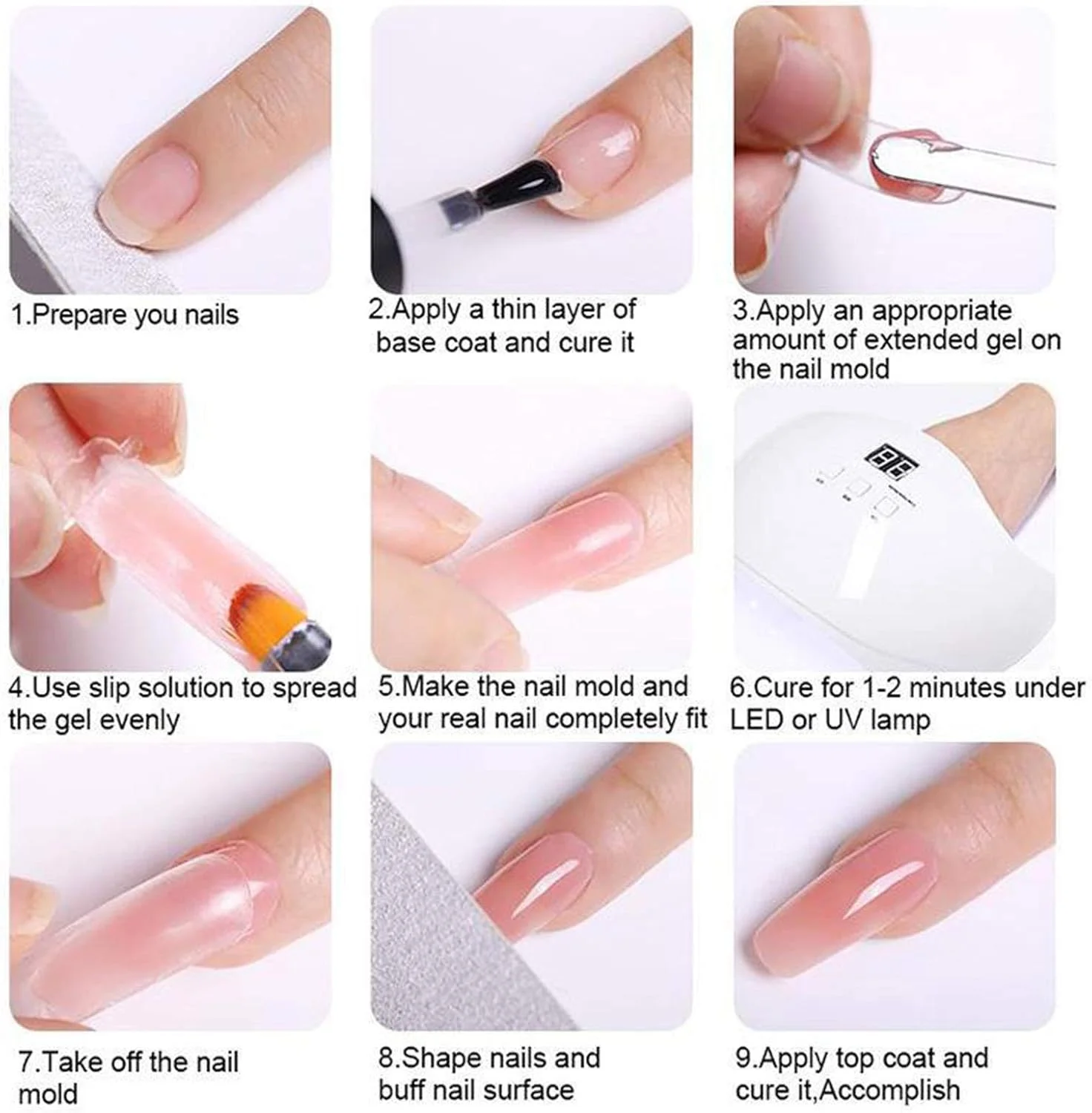 کیت ژل اکستنشن ناخن Fawoonu، کیت ژل اکستنشن ناخن Nee Jolie 15ml با مینی لامپ ناخن، ژل های اکستنشن UV، برس، تیپ های ناخن مصنوعی، گیره تیپ های اکستنشن ناخن، بیس کت و تاپ کت برای کیت مبتدی هنر ناخن