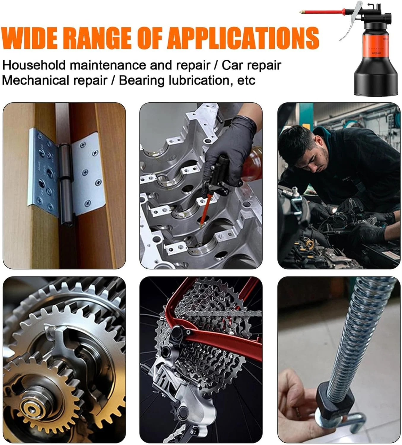روغن دان با نازل، روغن پمپ 350 میلی لیتری، اسپری روان کننده با نازل مستقیم لوازم جانبی خودرو برای دستگاه های الکترونیکی کارگاه تجهیزات صنعتی ماشین آلات کوچک روغن دان با نازل، روغن پمپ 350 میلی لیتری، اسپری روان کننده با نازل مستقیم لوازم جانبی خودرو برای دستگاه های الکترونیکی کارگاه تجهیزات صنعتی ماشین آلات کوچک
