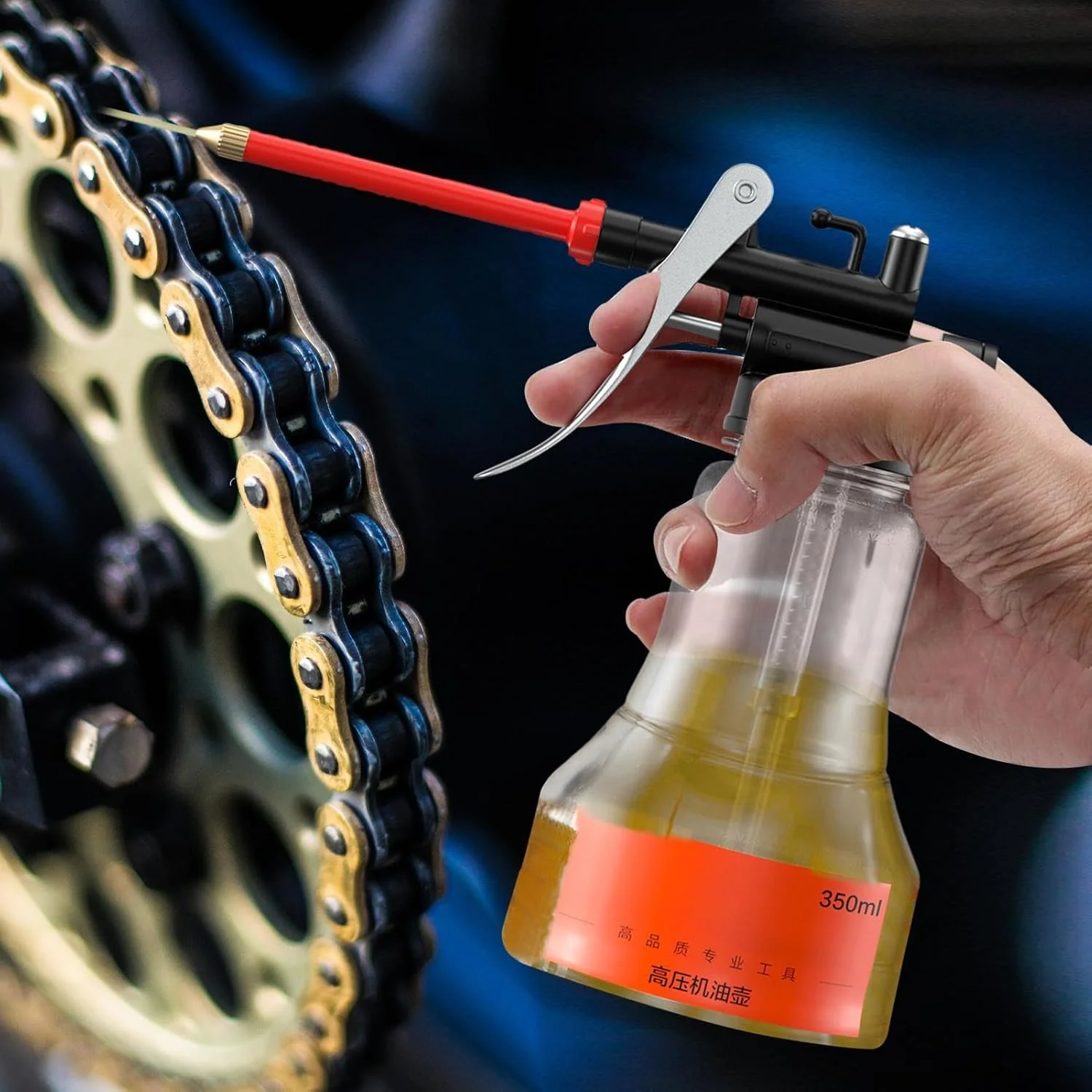 روغن پاش دستی 350 میلی لیتری | پخش کننده روغن روان کننده با نازل مستقیم، لوازم جانبی خودرو برای نگهداری ابزار، ماشین آلات کوچک، تجهیزات صنعتی، دستگاه های الکترونیکی
