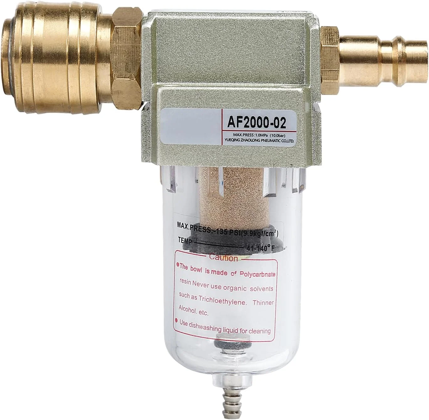 فیلتر هوای فشرده 1/4 اینچ، جداکننده روغن و آب مسی + پلی کربنات با اتصال سریع آلمانی، برای فیلتر کمپرسور آزمایشگاه آموزشی فیلتر هوای فشرده 1/4 اینچ، جداکننده روغن و آب مسی + پلی کربنات با اتصال سریع آلمانی، برای فیلتر کمپرسور آزمایشگاه آموزشی