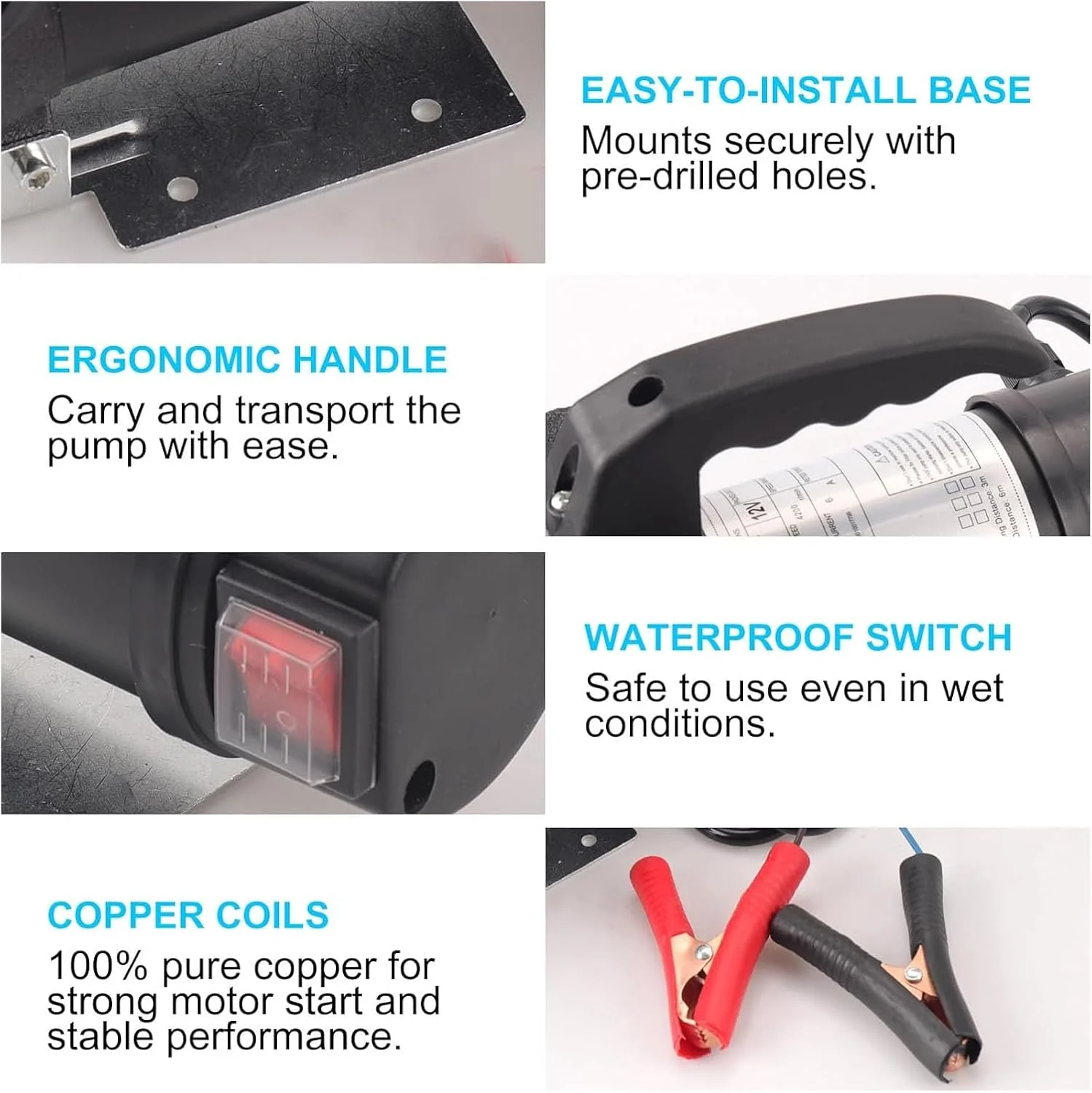 پمپ انتقال سوخت برقی 40 لیتری، پمپ استخراج روغن فولادی آلیاژ چدن مقاوم با فیلتر، تخلیه آسان وسایل نقلیه ساختمانی، کامیون ها، ماشین آلات کشاورزی پمپ انتقال سوخت برقی 40 لیتری، پمپ استخراج روغن فولادی آلیاژ چدن مقاوم با فیلتر، تخلیه آسان وسایل نقلیه ساختمانی، کامیون ها، ماشین آلات کشاورزی