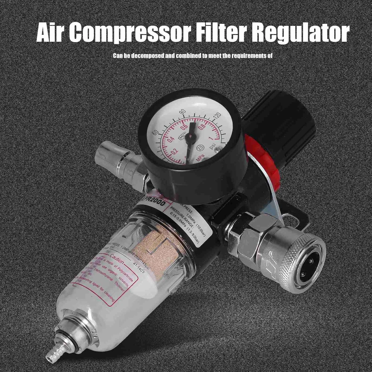 فیلتر رطوبت کمپرسور هوا، جداکننده روغن و آب آلیاژ آلومینیوم با فشار برای ابزار بادی