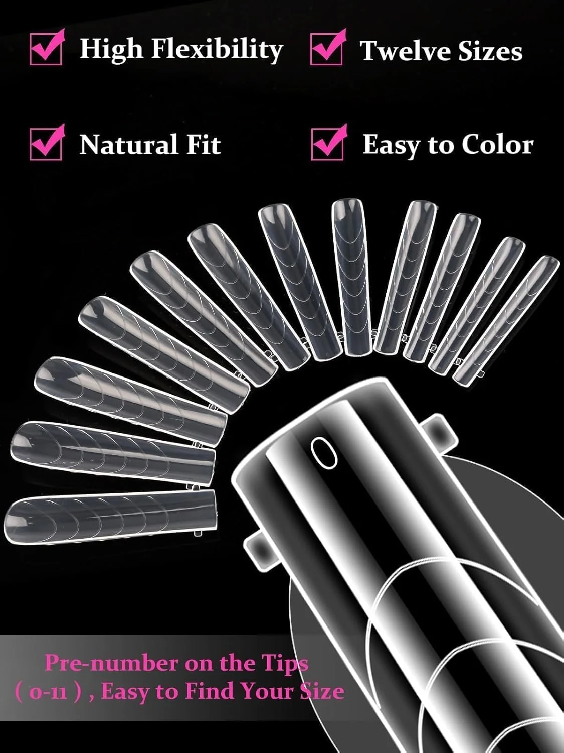 قالب ناخن شفاف EBANKU، 120 عددی، سیستم فرم دهی دوگانه، نوک های بلند تابوتی شکل، ابزار اکستنشن ناخن اکریلیک برای طراحی ناخن در سالن های آرایشی