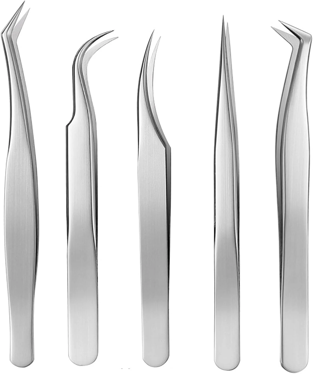 ست موچین مژه دفسدار 5 عددی، کیت موچین اکستنشن مژه استیل ضد زنگ، انحنا دار و صاف برای DIY، ابرو، ناخن، جواهرسازی و صنایع دستی ست موچین مژه دفسدار 5 عددی، کیت موچین اکستنشن مژه استیل ضد زنگ، انحنا دار و صاف برای DIY، ابرو، ناخن، جواهرسازی و صنایع دستی