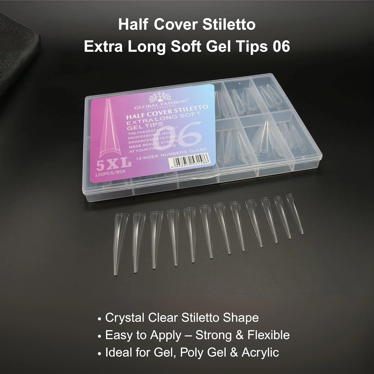 تیپ ناخن ژلی استیلتو نیمه پوشش Global Fashion - ۱۲۰ عدد، ۱۲ سایز، خیلی بلند 5XL شفاف، اکستنشن های نیمه پوشش از پیش شکل داده شده برای ژل سازنده، پلی ژل و سیستم های اکریلیک، سالن و مانیکور DIY تیپ ناخن ژلی استیلتو نیمه پوشش Global Fashion - ۱۲۰ عدد، ۱۲ سایز، خیلی بلند 5XL شفاف، اکستنشن های نیمه پوشش از پیش شکل داده شده برای ژل سازنده، پلی ژل و سیستم های اکریلیک، سالن و مانیکور DIY