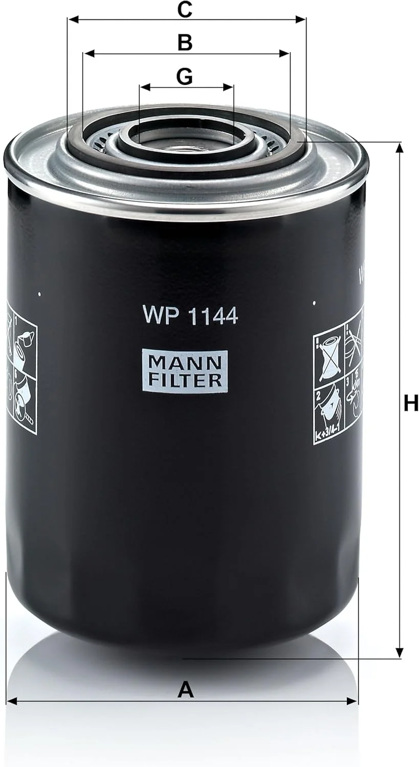 فیلتر روغن MANN-FILTER WP 1144، برای حمل و نقل، کامیون ها، اتوبوس ها و وسایل نقلیه کاربردی