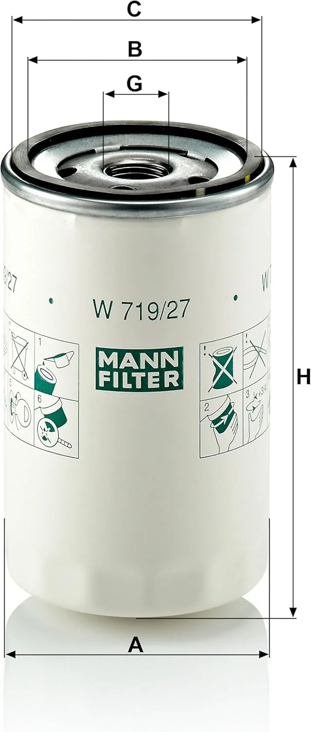فیلتر روغن MANN-FILTER W 719/27، مناسب برای خودروهای سواری و وسایل نقلیه تجاری فیلتر روغن MANN-FILTER W 719/27، مناسب برای خودروهای سواری و وسایل نقلیه تجاری