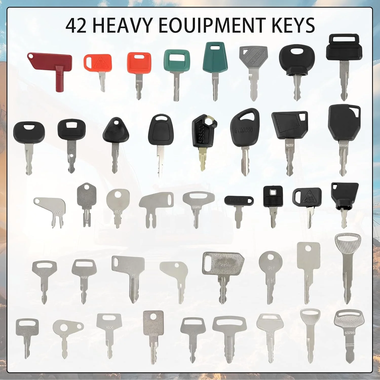 مجموعه 55 عددی کلید ماشین آلات ساختمانی، کلید استارت یونیورسال به همراه قلاب و حلقه، مجموعه جایگزین کلید استارت با کیفیت عالی، کلید بیل مکانیکی برای ماشین آلات، تجهیزات، بیل مکانیکی، تراکتور، موتورسیکلت مجموعه 55 عددی کلید ماشین آلات ساختمانی، کلید استارت یونیورسال به همراه قلاب و حلقه، مجموعه جایگزین کلید استارت با کیفیت عالی، کلید بیل مکانیکی برای ماشین آلات، تجهیزات، بیل مکانیکی، تراکتور، موتورسیکلت