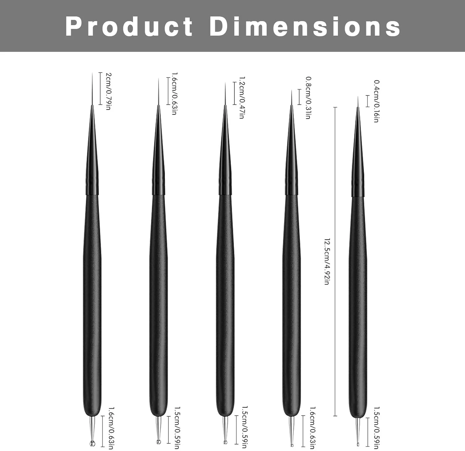 قلم موی طراحی ناخن، قلم موهای ظریف و نازک برای طراحی ناخن با ژل، قلم موی دو طرفه برای طراحی و ابزار نقطه گذاری برای طراحی ناخن، 4/8/12/15/20 میلی متر برای نقاشی، طراحی حرفه ای و DIY قلم موی طراحی ناخن، قلم موهای ظریف و نازک برای طراحی ناخن با ژل، قلم موی دو طرفه برای طراحی و ابزار نقطه گذاری برای طراحی ناخن، 4/8/12/15/20 میلی متر برای نقاشی، طراحی حرفه ای و DIY