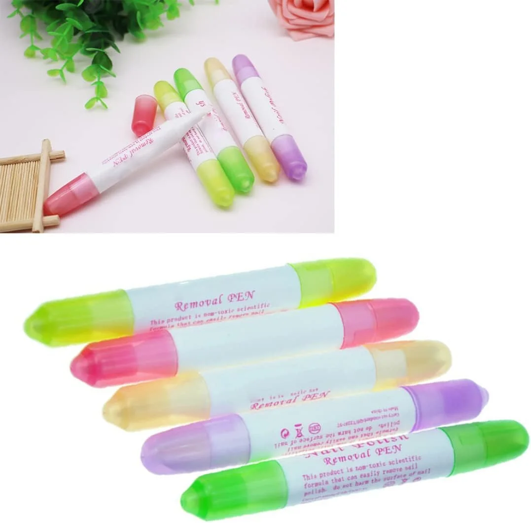 قلم پاک کننده لاک ناخن، 5 عدد پاک کننده لاک ناخن با سری های تعویضی، قلم پاک کننده آرایش برای سالن و استفاده خانگی، 1 ست قلم پاک کننده لاک ناخن، 5 عدد پاک کننده لاک ناخن با سری های تعویضی، قلم پاک کننده آرایش برای سالن و استفاده خانگی، 1 ست
