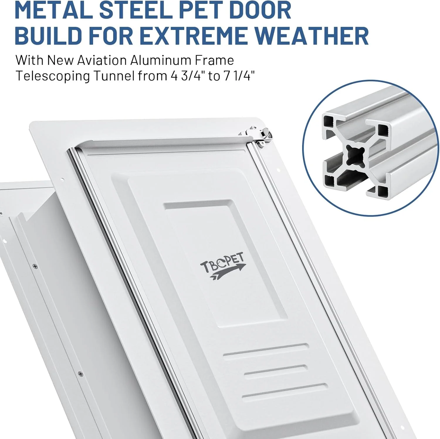 درب حیوانات خانگی TBC مدل ارتقا یافته 2.0 برای دیوار با قفل آلومینیومی ایمن، قاب فولادی و تونل تلسکوپی، دارای دو فلپ سیلیکونی برای سگ و گربه، مناسب برای تمامی اندازه ها، قوی و بادوام (تا 100 کیلوگرم) - خیلی بزرگ