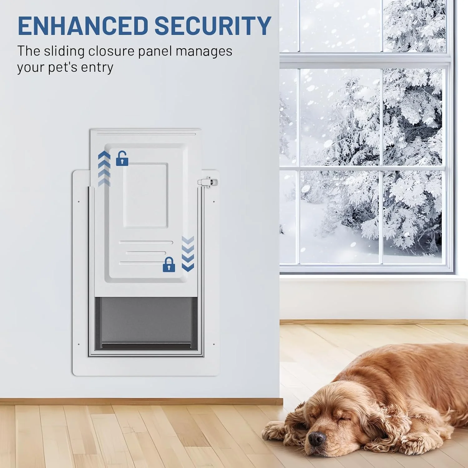 درب حیوانات خانگی TBC مدل ارتقا یافته 2.0 برای دیوار با قفل آلومینیومی ایمن، قاب فولادی و تونل تلسکوپی، دارای دو فلپ سیلیکونی برای سگ و گربه، مناسب برای تمامی اندازه ها، قوی و بادوام (تا 100 کیلوگرم) - خیلی بزرگ