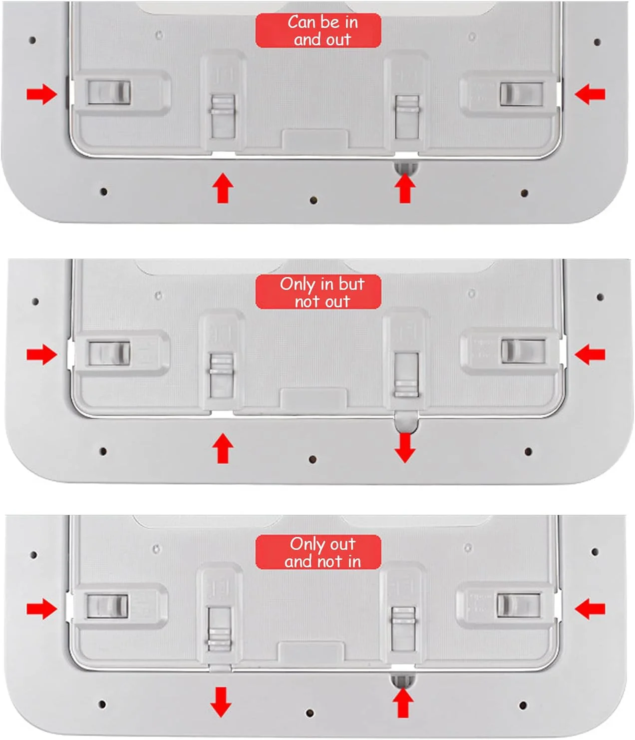 درب توری برای سگ ها و گربه های کوچک - 29cm x 24cm / 11.5”x9.5” دریچه گربه سگ با قفل 4 طرفه، دریچه بزرگ درب حیوانات خانگی با دور (سفید، S)