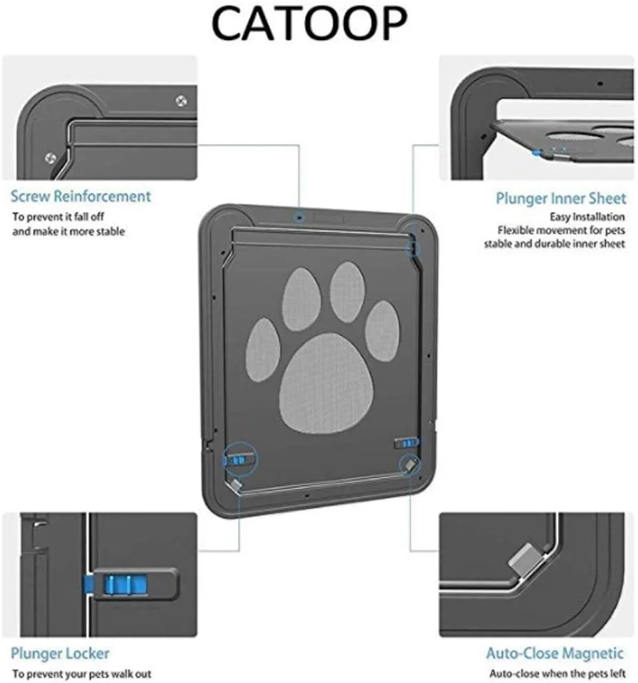 درب توری حیوانات خانگی سگ و گربه، محافظ درب توری حیوانات خانگی، درب مغناطیسی حیوانات خانگی، دریچه گربه قفل اتوماتیک قابل قفل برای سگ و گربه کوچک، مشکی