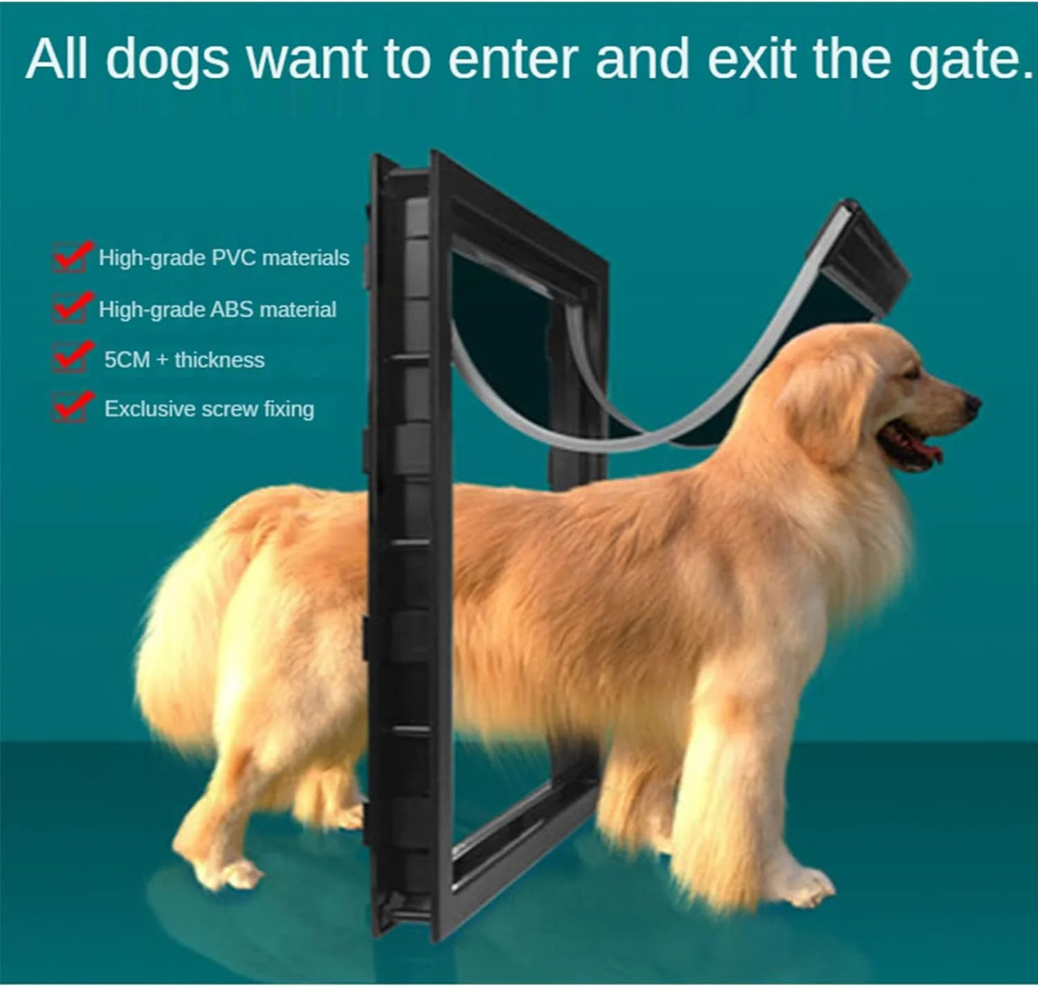 درب بزرگ حیوانات خانگی، درب توری حیوانات خانگی، درب PVC گربه با موقعیت مغناطیسی، درب بزرگ سگ، ورود و خروج آزادانه، نصب آسان، برای گربه و سگ