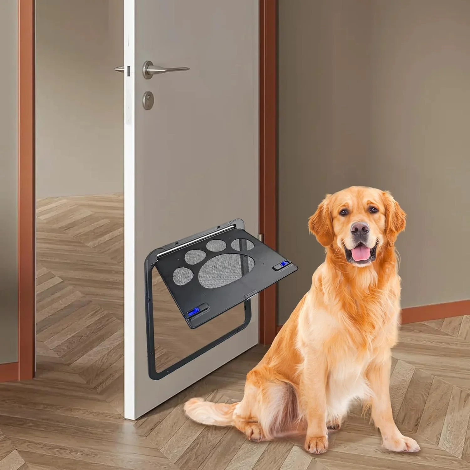 درب توری حیوانات خانگی برای سگ ها | درب توری سگ با استحکام بالا - محافظ مقاوم در برابر پارگی با قفل ایمنی برای قسمت داخلی خانه، آپارتمان، فضای داخلی