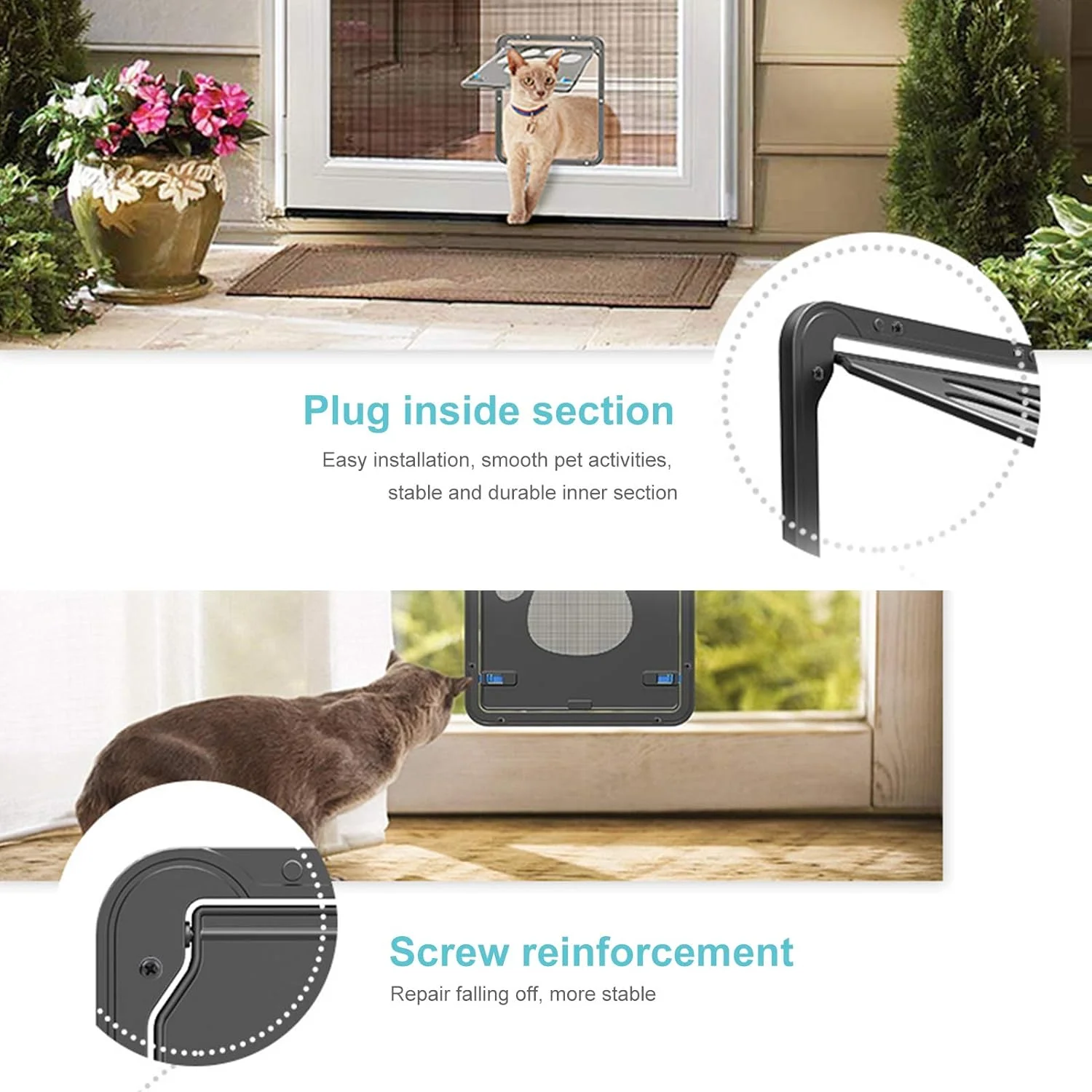 درب توری حیوانات خانگی برای گربه ها و سگ های کوچک، درب توری کشویی حیوانات خانگی با قفل دریچه به صورت خودکار