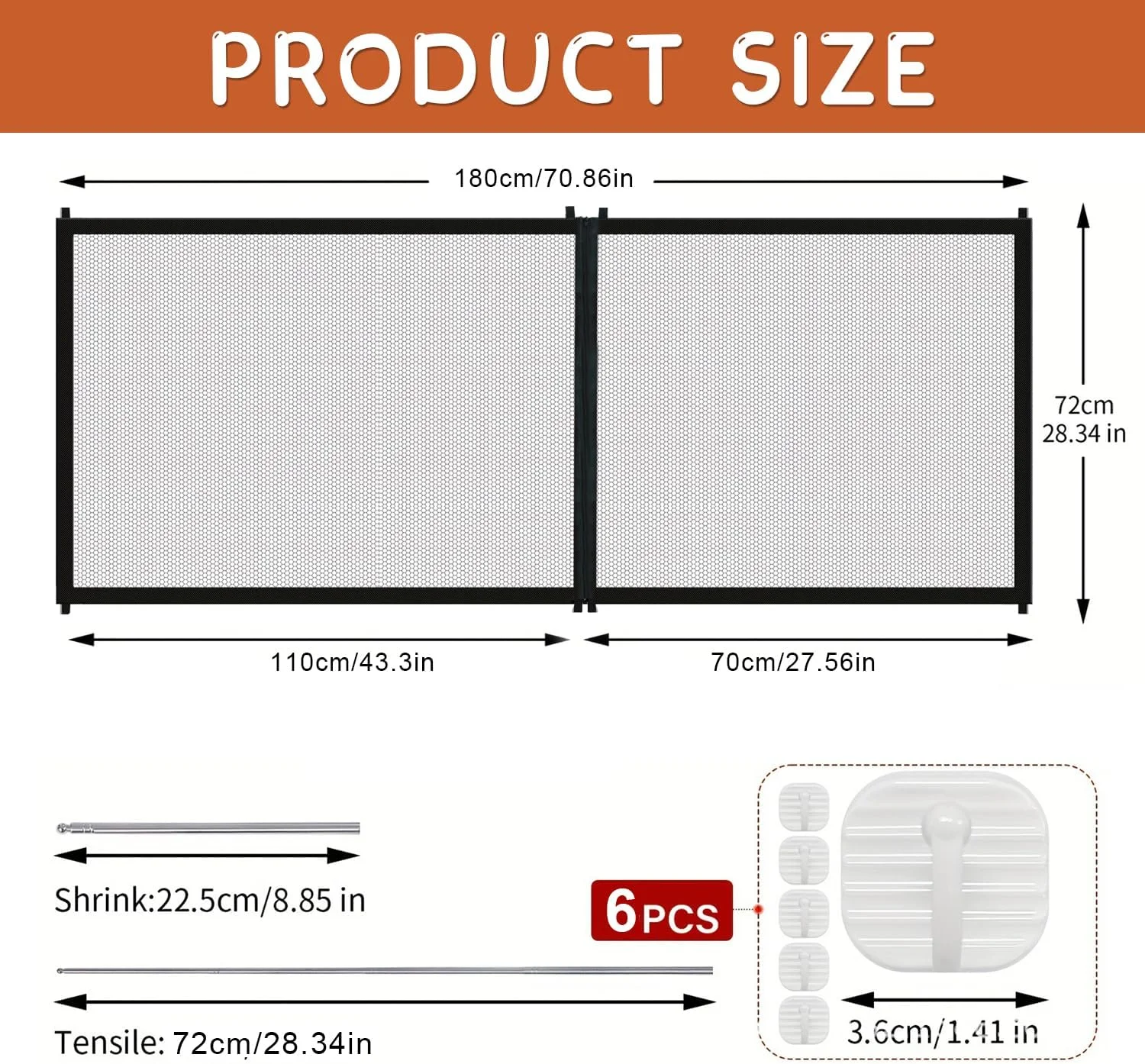 دروازه ایمنی پله سگ، دروازه ایمنی درب سگ بدون نیاز به سوراخکاری، دروازه درب قابل جابجایی سگ 180 x 72 سانتی متر، مانع سگ، دروازه درب سگ برای حیوانات خانگی گربه ها نوزادان، مشکی، بسته 1 عددی دروازه ایمنی پله سگ، دروازه ایمنی درب سگ بدون نیاز به سوراخکاری، دروازه درب قابل جابجایی سگ 180 x 72 سانتی متر، مانع سگ، دروازه درب سگ برای حیوانات خانگی گربه ها نوزادان، مشکی، بسته 1 عددی