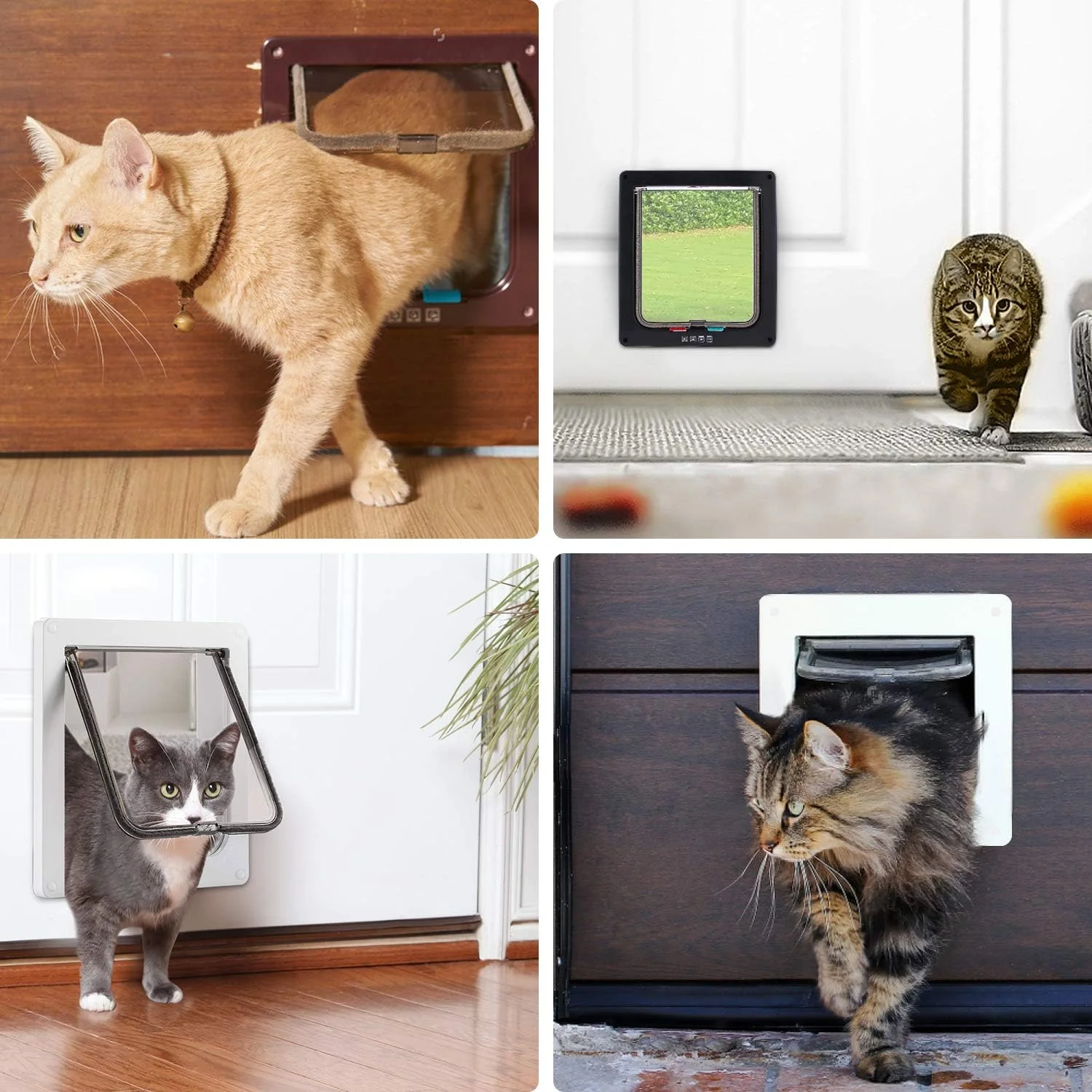 درب گربه و سگ Sailnovo، 19 x 20 x 5.5 سانتی متر، با بست مغناطیسی 4 طرفه برای گربه ها و سگ های کوچک - درب سگ، درب گربه، دریچه حیوانات خانگی (M، سفید)