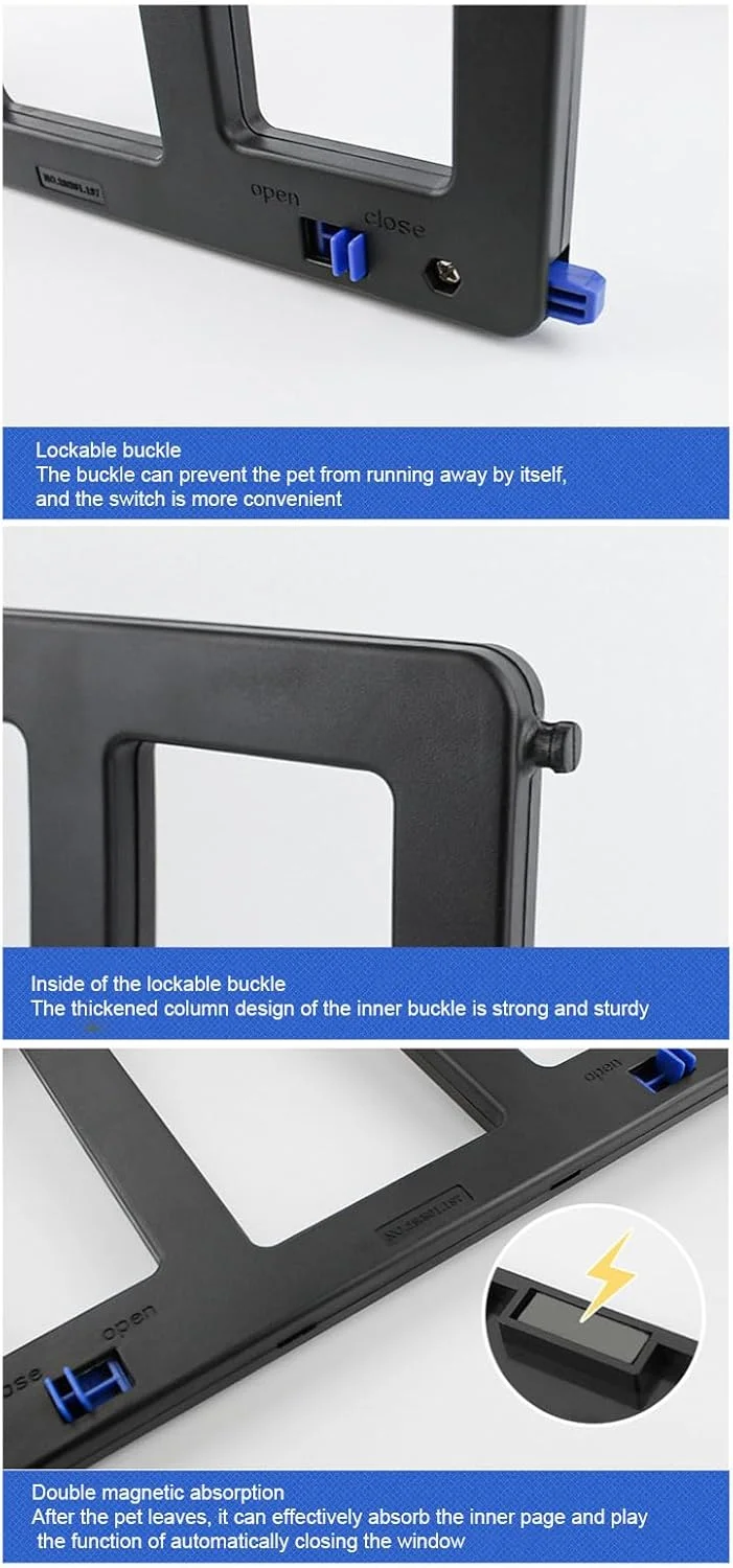 درب توری حیوانات خانگی، سایز بزرگ 31.5x25x1 سانتی متر، مناسب برای سگ و گربه، قابل استفاده در درب های توری، توری پنجره و توری ایوان، دسترسی آسان، تهویه بهتر (مشکی)