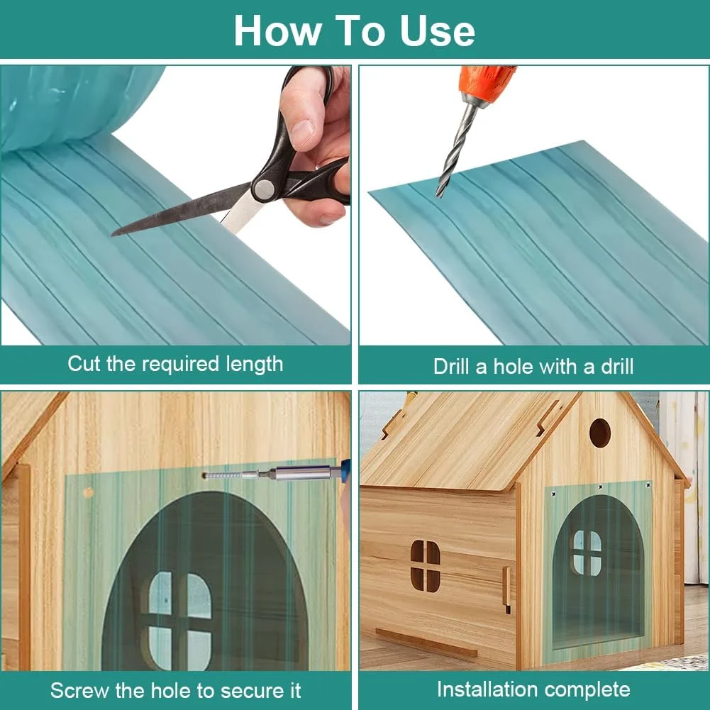 درب جایگزین برای خانه سگ یا لانه سگ، درب شفاف پلاستیکی برای خانه سگ، درب جایگزین برای درب بزرگ حیوانات خانگی (178 سانتی متر)