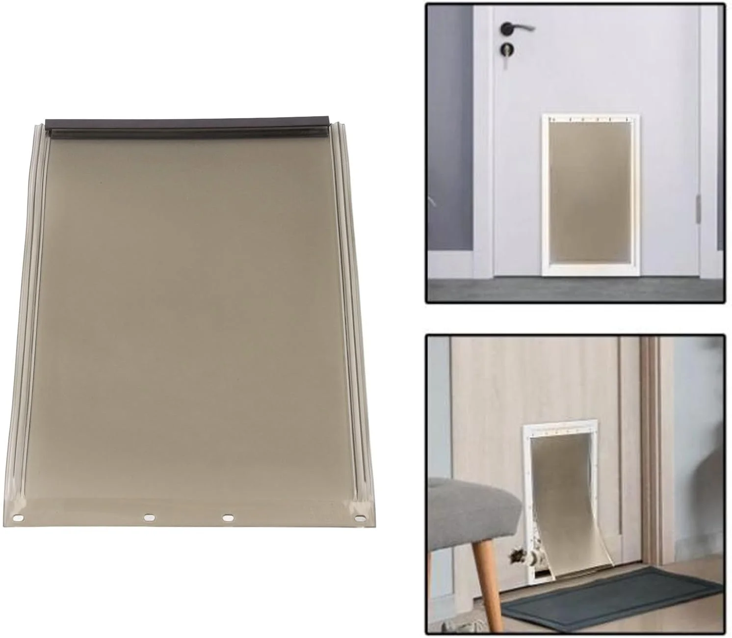 دریچه جایگزین درب سگ، دریچه جایگزین درب حیوانات خانگی TPU نرم برای سگ ها و گربه ها، دریچه های جایگزین درب سگ انعطاف پذیر، بدون تاب برداشتگی، تمیز کردن و نصب آسان (XL)