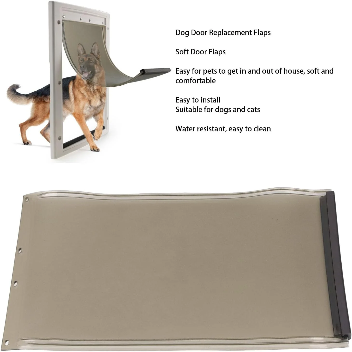 دریچه جایگزین درب سگ، دریچه جایگزین درب حیوانات خانگی TPU نرم برای سگ ها و گربه ها، دریچه های جایگزین درب سگ انعطاف پذیر، بدون تاب برداشتگی، تمیز کردن و نصب آسان (XL)