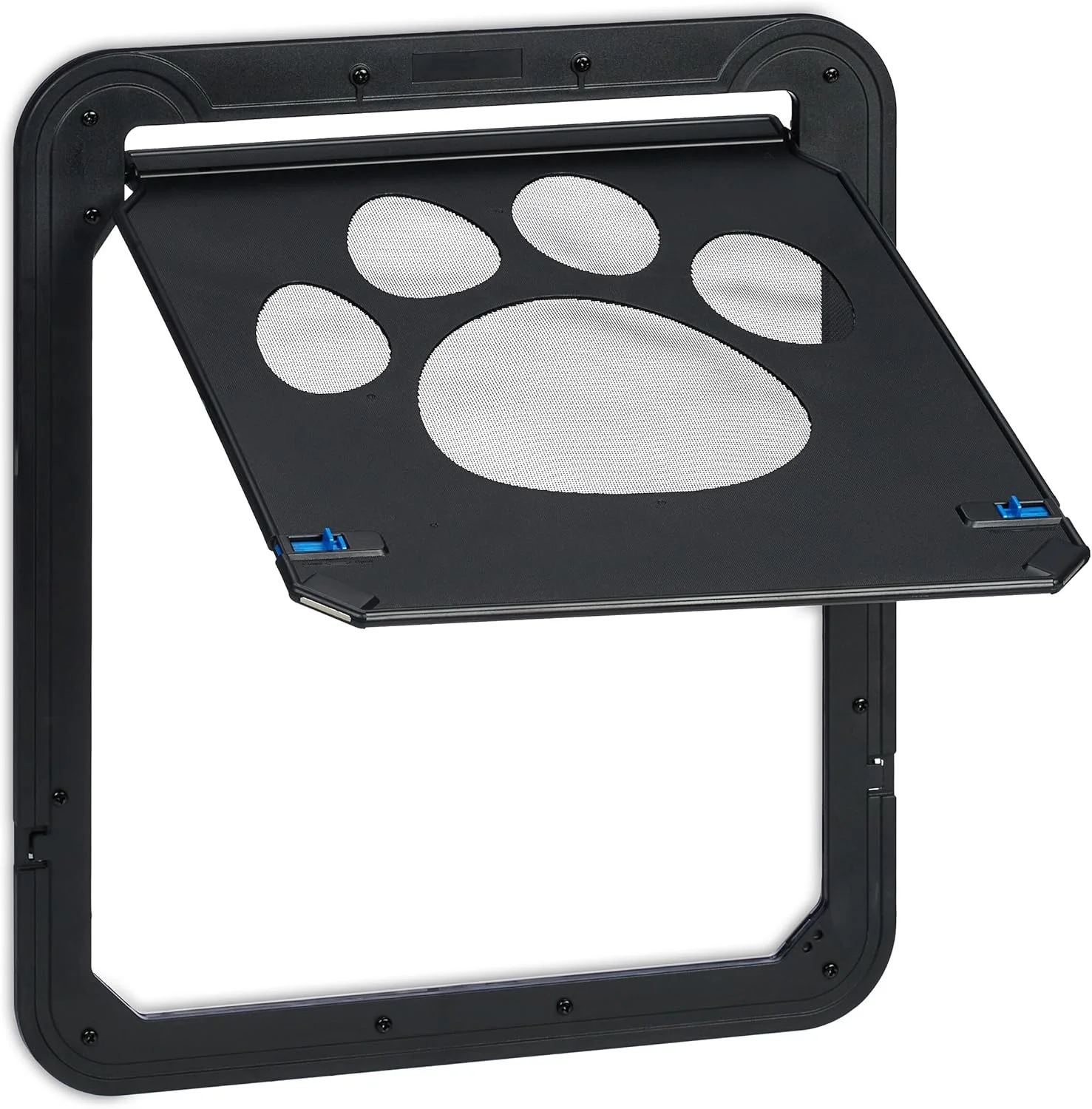 دریچه حیوانات خانگی Relaxdays برای درب توری، مناسب سگ های بزرگ، ابعاد: 42x37 سانتی متر، دارای آهنربا و قفل، مشکی