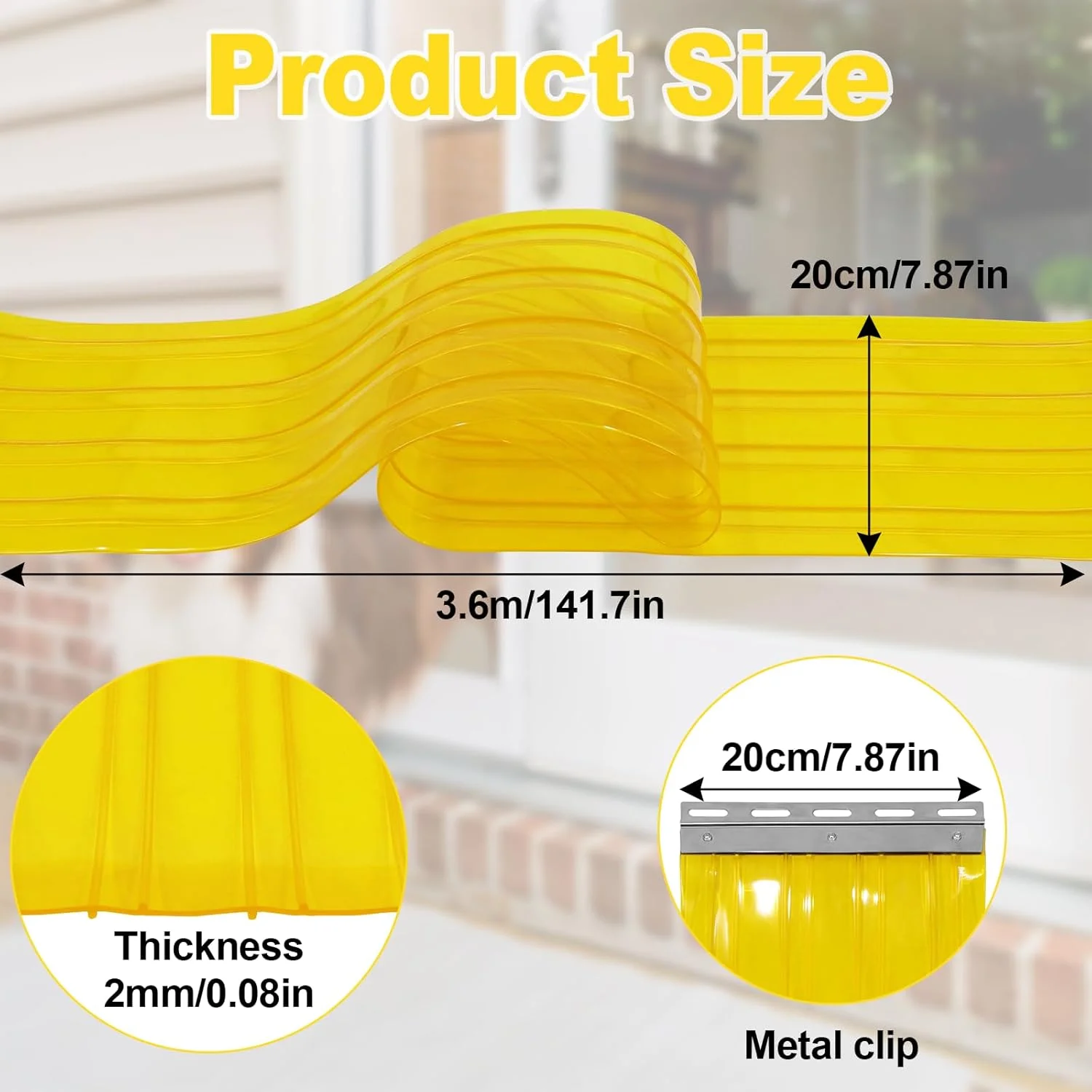 نوارهای جایگزین Poweka برای درب حیوانات خانگی، پرده نواری پلاستیکی شفاف 3.6 متر در 20 سانتی متر (همراه با 2 نوار فلزی)، پرده تسمه PVC برای درب خانه سگ DIY، پرده درب خانه سگ شفاف