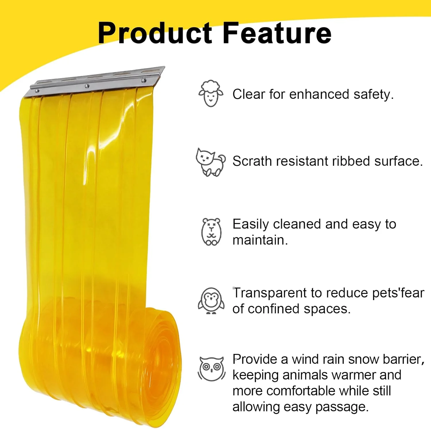 نوارهای جایگزین Poweka برای درب حیوانات خانگی، پرده نواری پلاستیکی شفاف 3.6 متر در 20 سانتی متر (همراه با 2 نوار فلزی)، پرده تسمه PVC برای درب خانه سگ DIY، پرده درب خانه سگ شفاف