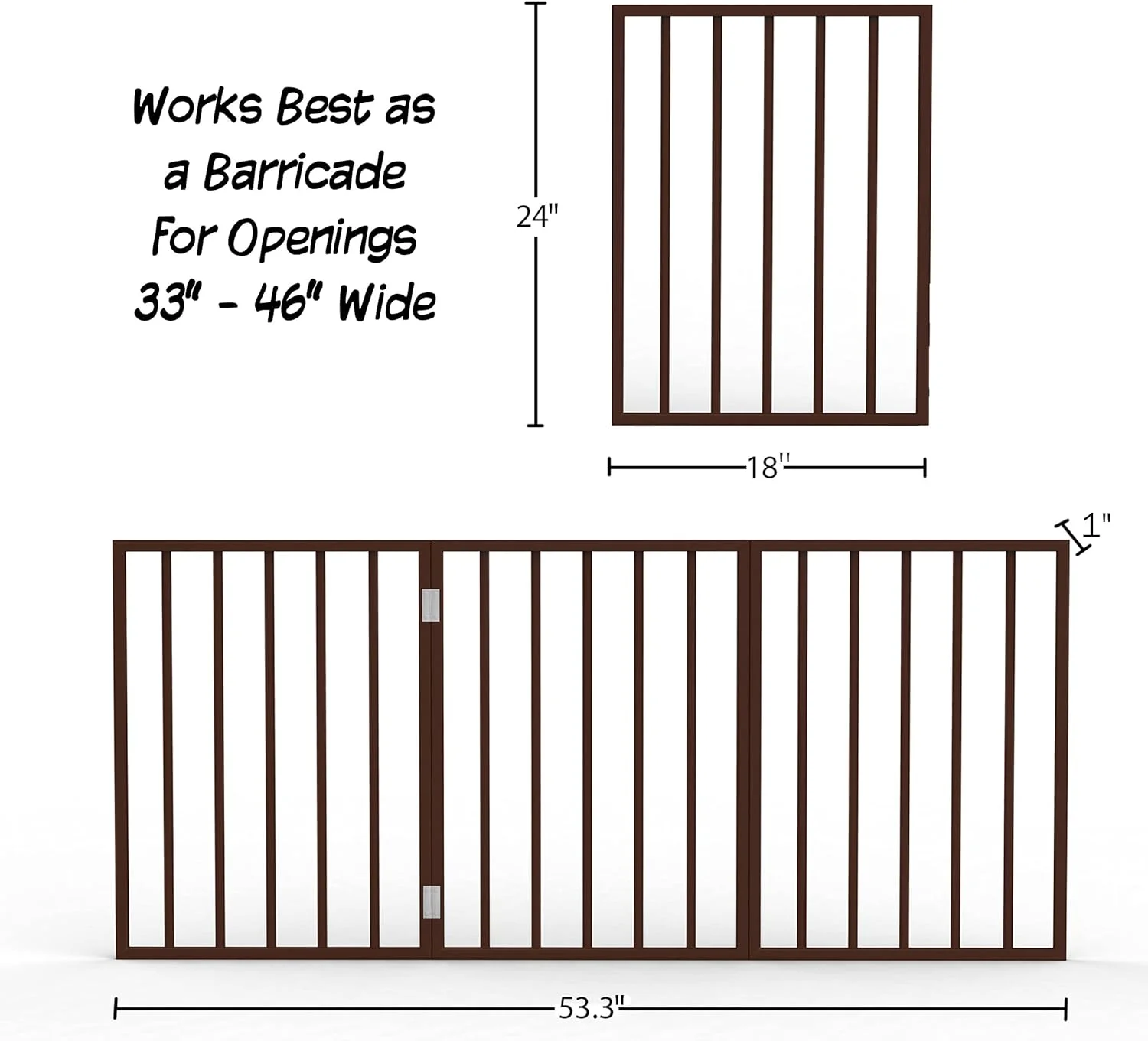 مجموعه دروازه حیوانات خانگی پت‌میکر - دروازه سگ برای ورودی‌ها، پله‌ها یا خانه - مستقل، تاشو، سبک آکاردئونی، حصار چوبی داخلی سگ