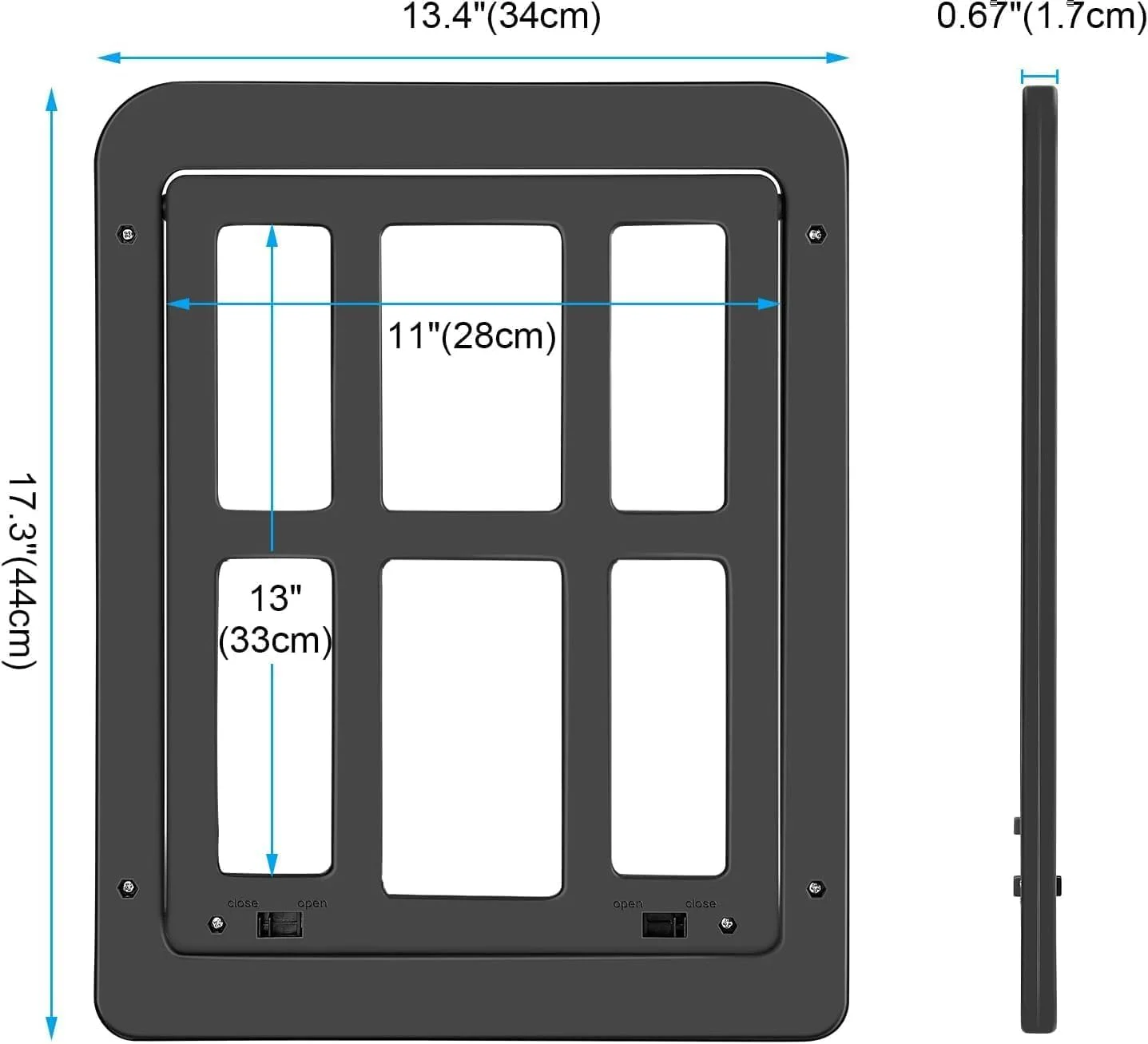 درب توری سگ خانگی با فلپ مغناطیسی چرخشی - درب کشویی ایوان قفل‌شو و محکم برای سگ‌های بزرگ، دارای دسترسی داخلی سگ (مشکی)