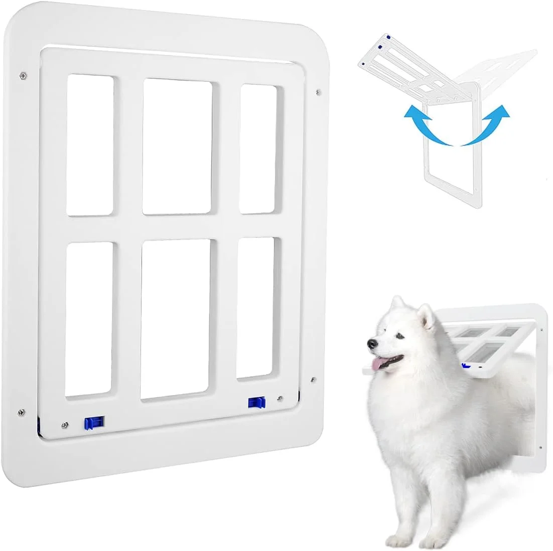 دریچه سگ NAMSAN با بست مغناطیسی برای درب و پنجره توری سفید (34 سانتی متر در 44 سانتی متر)