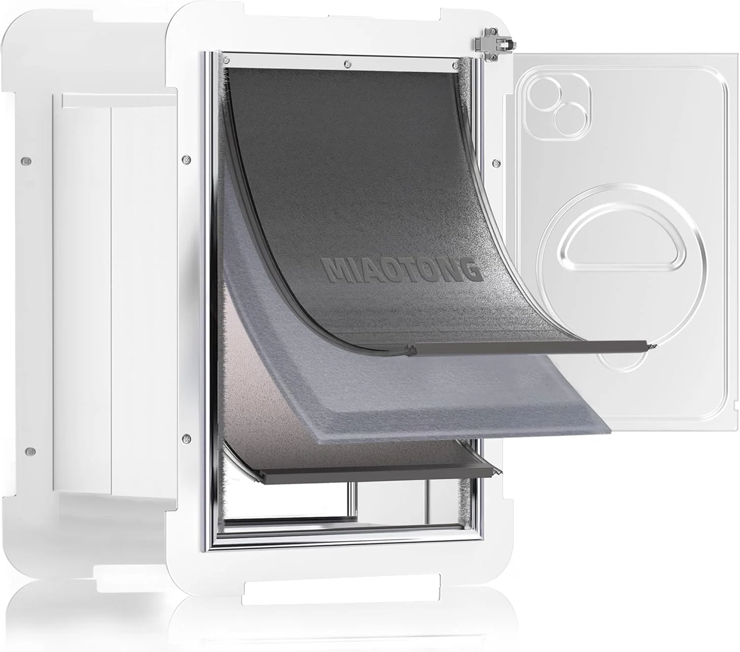 درب گربه 3-لبه MIAOTONG برای دیوار، درب سگ با لبه های مغناطیسی دوبل برای دیوار، درب سگ آلومینیومی قفل دار، قاب فولادی و تونل تلسکوپی درب سگ و گربه (مناسب حیوانات خانگی تا 5.5 کیلوگرم) - کوچک