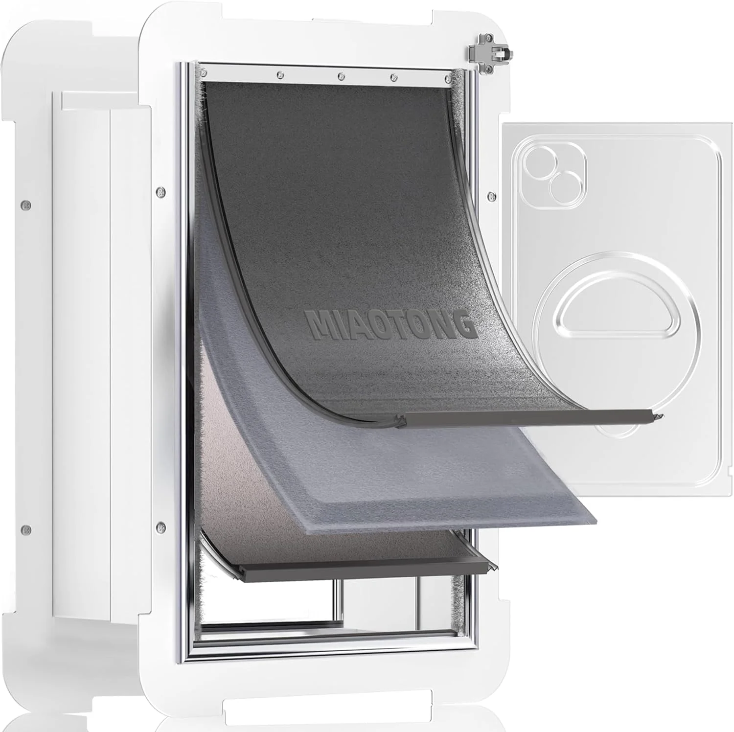 دریچه سه لبه مخصوص سگ MIAOTONG برای دیوار، دریچه عایق و کم مصرف برای حیوانات خانگی، دریچه آلومینیومی قفل دار برای سگ ها، قاب فولادی و تونل تلسکوپی (مناسب حیوانات تا 45 کیلوگرم) - بزرگ