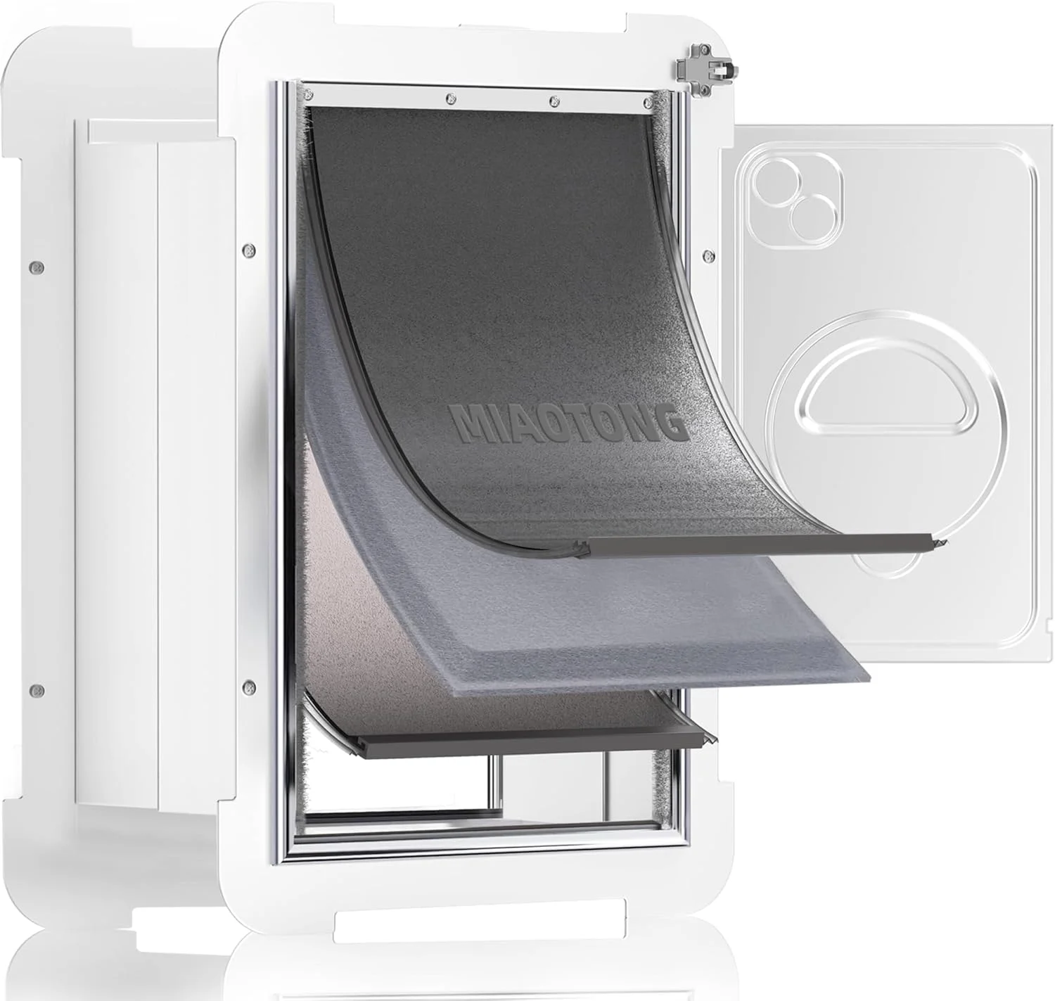 دریچه سه لبه حیوانات خانگی MIAOTONG برای دیوار، قاب فولادی و تونل تلسکوپی، قفل آلومینیومی، دریچه دو لبه سگ و گربه، قوی و بادوام (مناسب حیوانات تا وزن 18 کیلوگرم) - متوسط