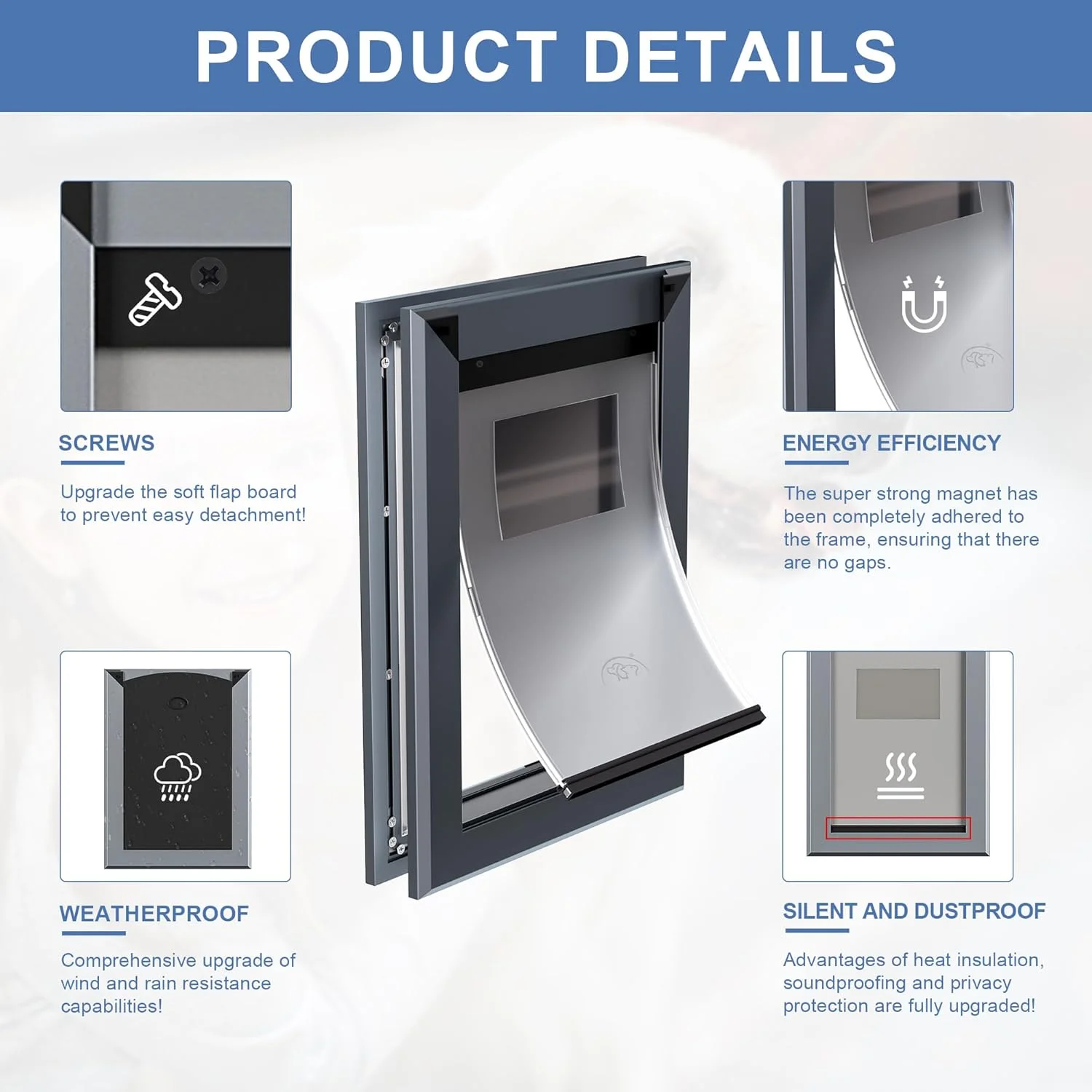 درب حیوانات خانگی مقاوم MAVRICFLEX با پنل قفل کشویی، درب آلومینیومی بزرگ برای سگ ها با دو فلپ مغناطیسی، مناسب برای سگ های بزرگ تا وزن 18 کیلوگرم