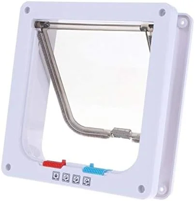 درب حیوانات خانگی LyunLa با قابلیت قفل 4 حالته، مناسب برای نصب روی دیوار برای سگ، گربه و بچه گربه، سایز: L (قهوه ای) (رنگ: سفید)