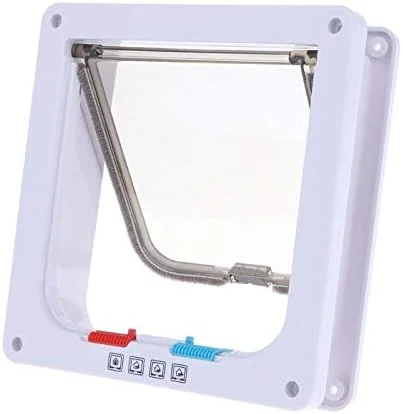 درب حیوانات خانگی LyunLa با قابلیت قفل 4 حالته، مناسب برای نصب روی دیوار برای سگ، گربه و بچه گربه، سایز: L (قهوه ای) (رنگ: سفید)