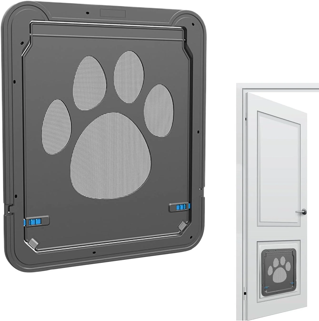 درب توری سگ با دریچه داخلی | ورودی درب توری سگ با قفل و دریچه جایگزین، دهانه عبور حیوانات خانگی چند منظوره برای استفاده در فضای داخلی و خارجی پاسیو