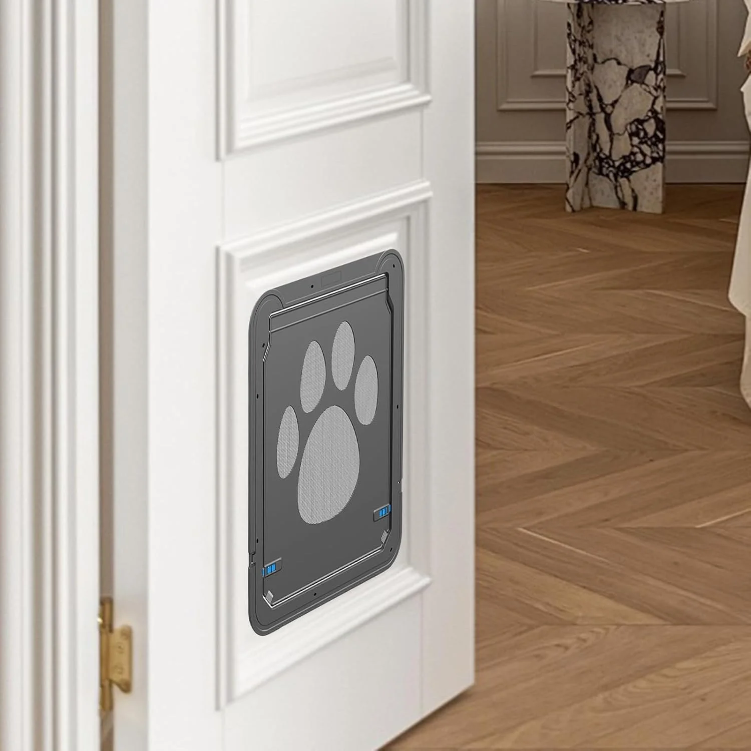 درب توری سگ، ورودی درب توری سگ با قفل، دریچه جایگزین چند منظوره برای عبور حیوانات خانگی در بالکن باغ داخلی و خارجی