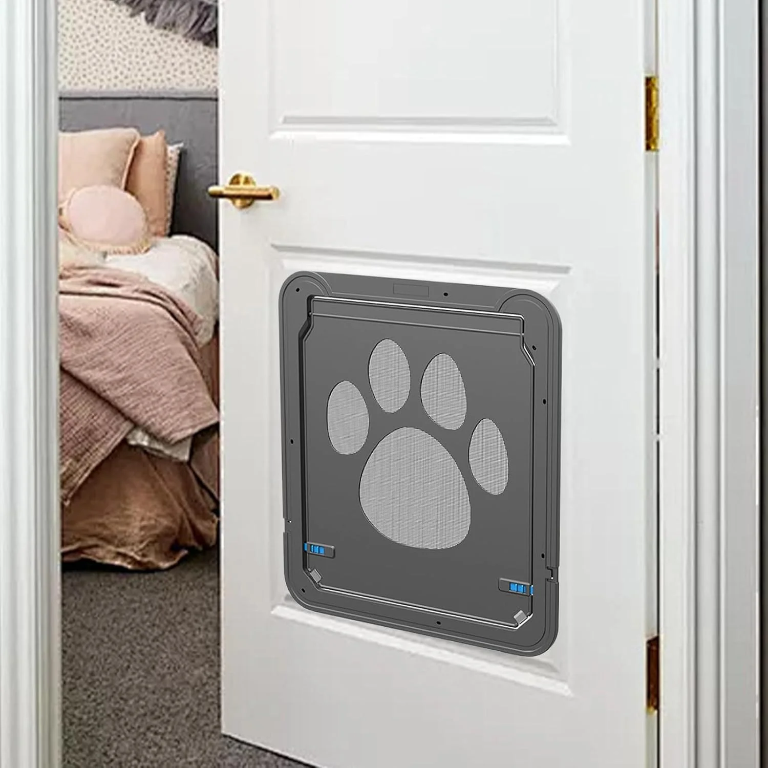 درب توری حیوانات خانگی، درب توری ورودی قفل‌دار سگ، دریچه عبور حیوانات خانگی قابل تنظیم با دریچه جایگزین برای استفاده در پاسیو، داخل و خارج از خانه