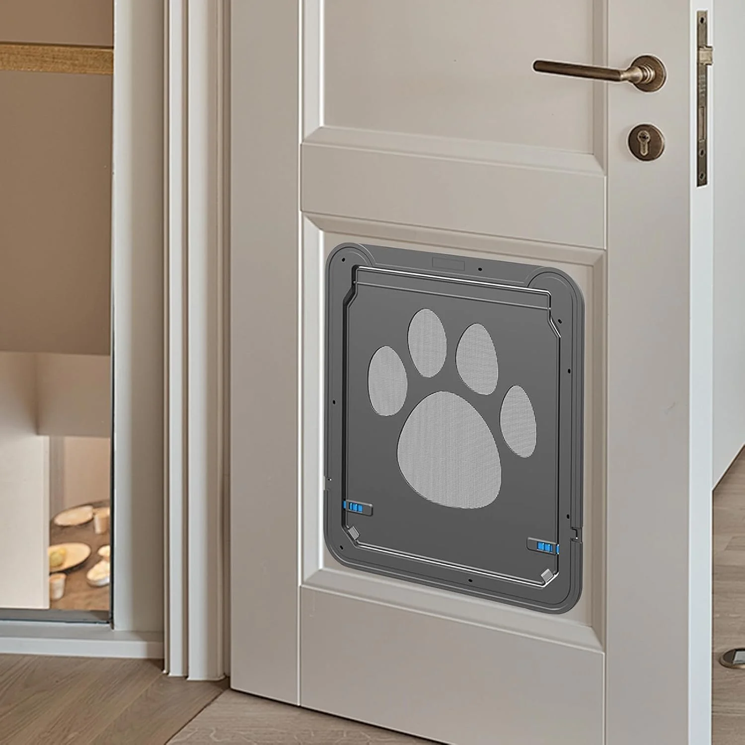 درب توری حیوانات خانگی، درب توری ورودی قفل‌دار سگ، دریچه عبور حیوانات خانگی قابل تنظیم با دریچه جایگزین برای استفاده در پاسیو، داخل و خارج از خانه