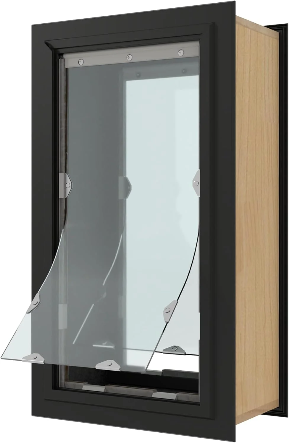 دریچه حیوانات خانگی لیبرتی برای دیوار | دریچه شفاف وینیل برای سگ و گربه مناسب نصب روی دیوار | قاب آلومینیومی بادوام و ضد زنگ | مشکی، کوچک، دو لبه