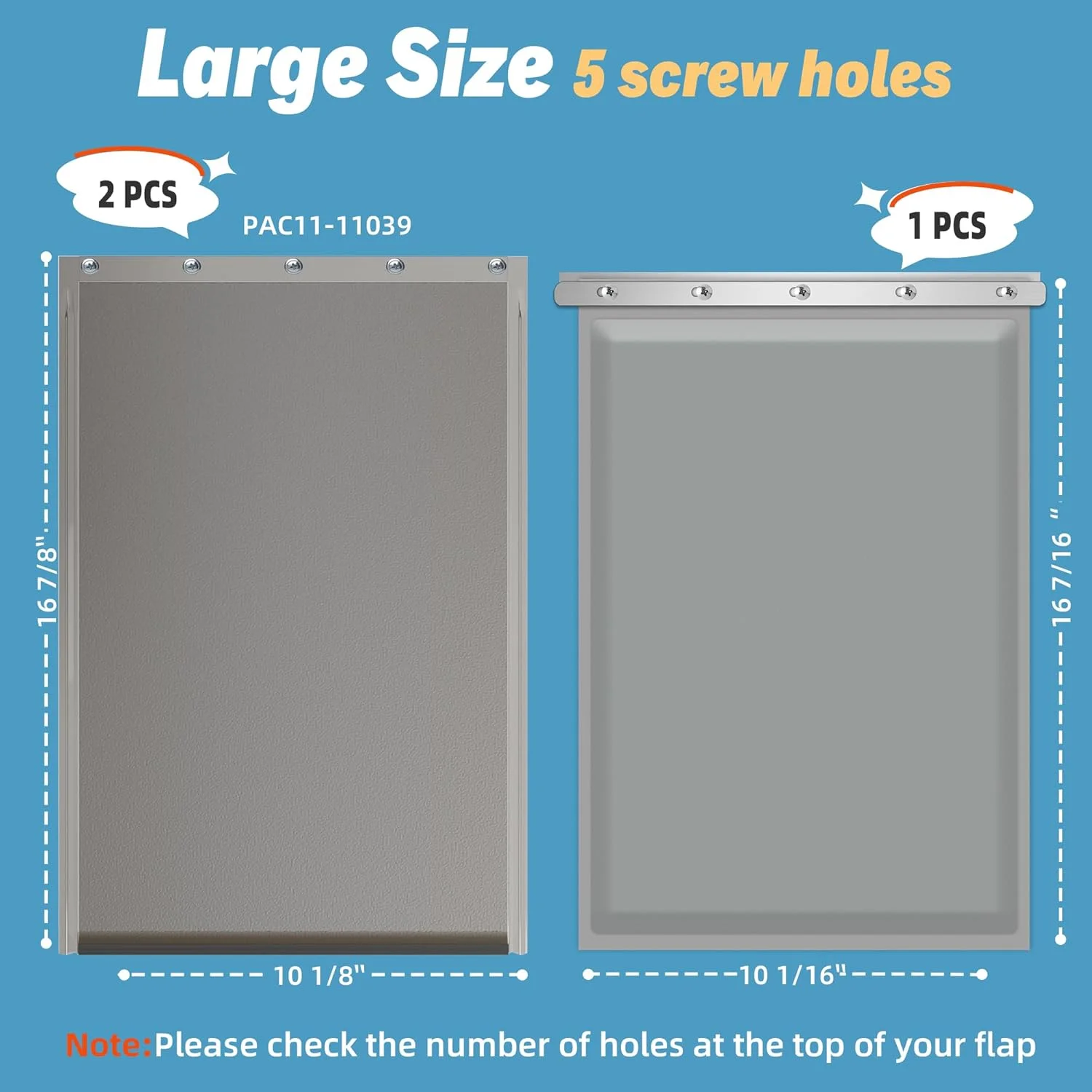 درب جایگزین سه‌لایه بزرگ سگ همراه با پیچ، لایه‌های جایگزین مناسب برای آب و هوای سخت - سازگار با درب‌های سگ PetSafe Freedom، لایه‌های جایگزین PAC11-11039، 10 1/8" X 16 7/8"