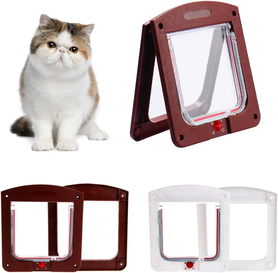 درب ورودی 4 طرفه قفل‌دار برای حیوانات خانگی کوچک مانند گربه، توله سگ و غیره