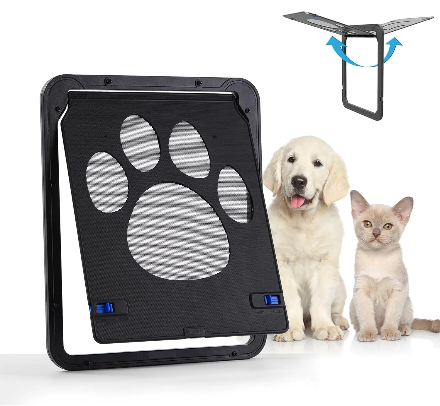 درب توری گربه، درب توری سگ کوچک، درب توری مغناطیسی برای درب کشویی، درب توری قفل‌شو گربه، 25*20*1.2 سانتی‌متر