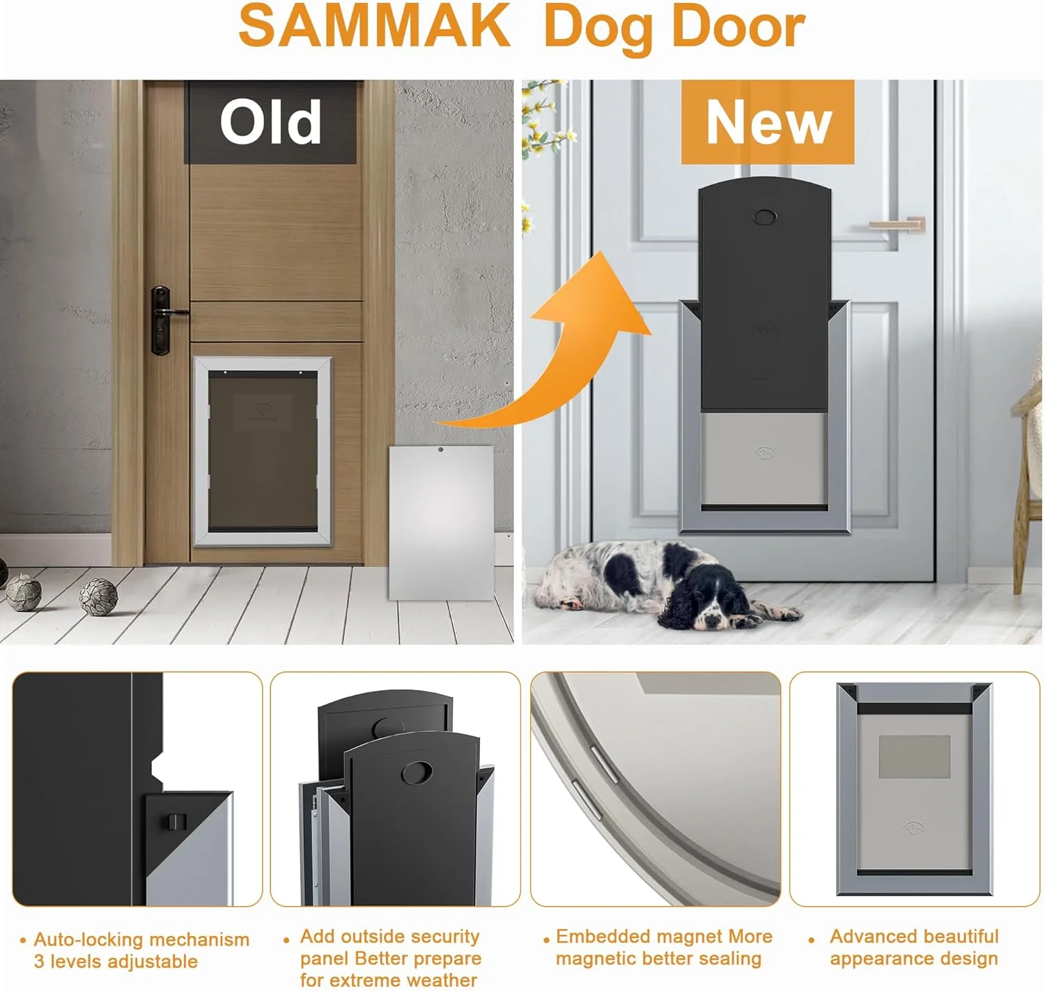 درب بزرگ حیوانات خانگی برای درب های داخلی و خارجی. درب حیوانات خانگی با پنل های قفل کشویی دوتایی نصب آسان، فلپ های مغناطیسی دوتایی، درب حیوانات خانگی برای حیوانات خانگی بزرگ تا 45 کیلوگرم.