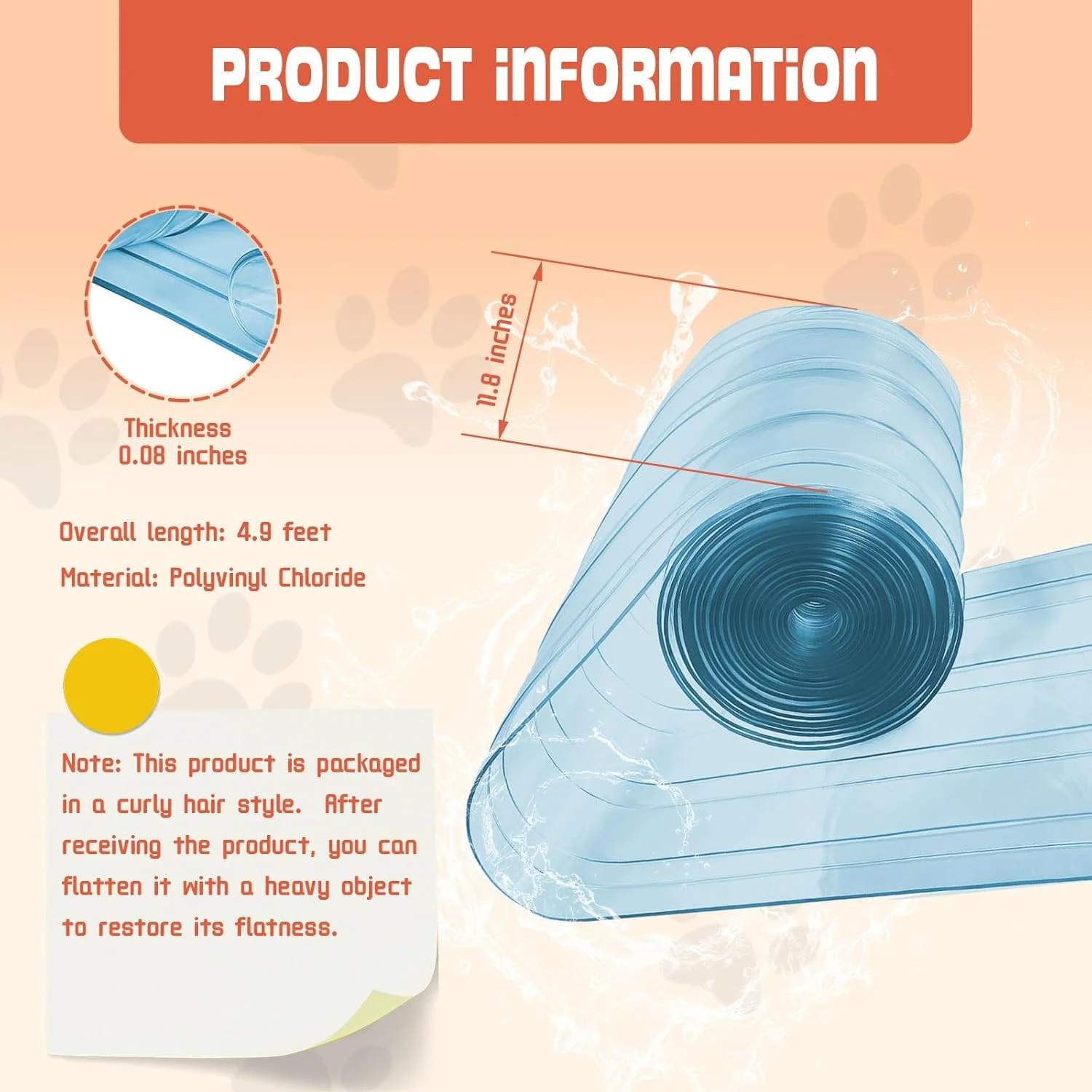 درب جایگزین برای سگ InTrans، دریچه برای خانه سگ یا لانه، محصولات و لوازم حیوانات خانگی، نوار پلاستیکی وینیل ایمن برای ساخت درب سگ یا گربه (20 سانتی متر در 1.5 متر)